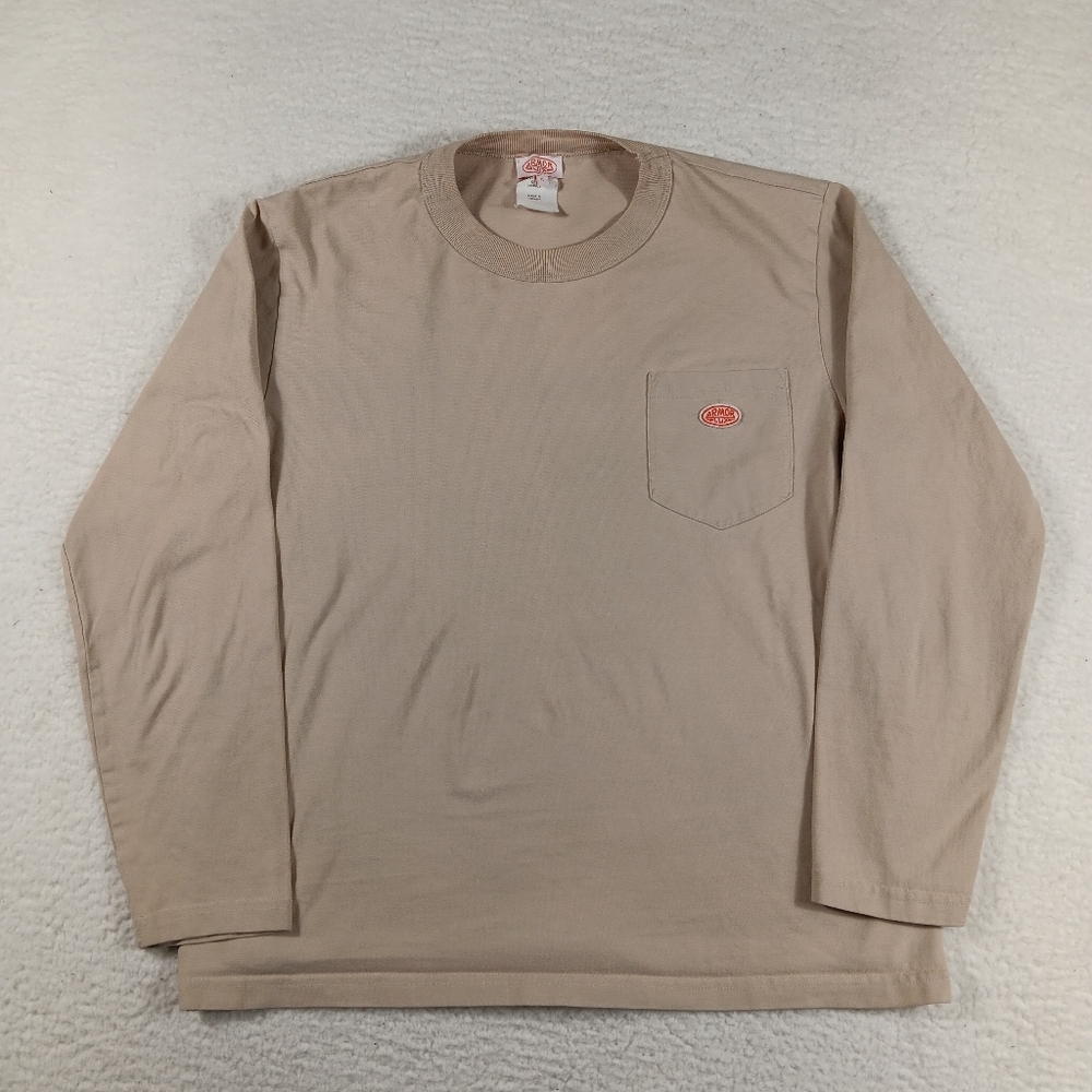 Armor Lux Shirt Mens Small Tan Long Sleeve Crew Neck 100% Cotton Pocket